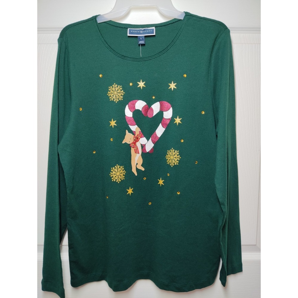 karen scott tops large new Christmas Holiday Tops